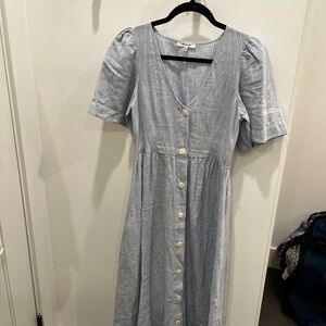 Madewell Blue Striped Button-Down Dress